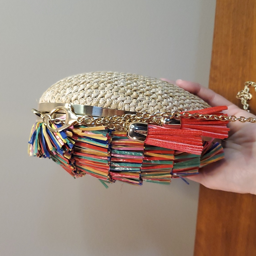 Betsey Johnson  Multicolor Fringe Heart Shoulder Bag Clutch - Picture 3 of 10